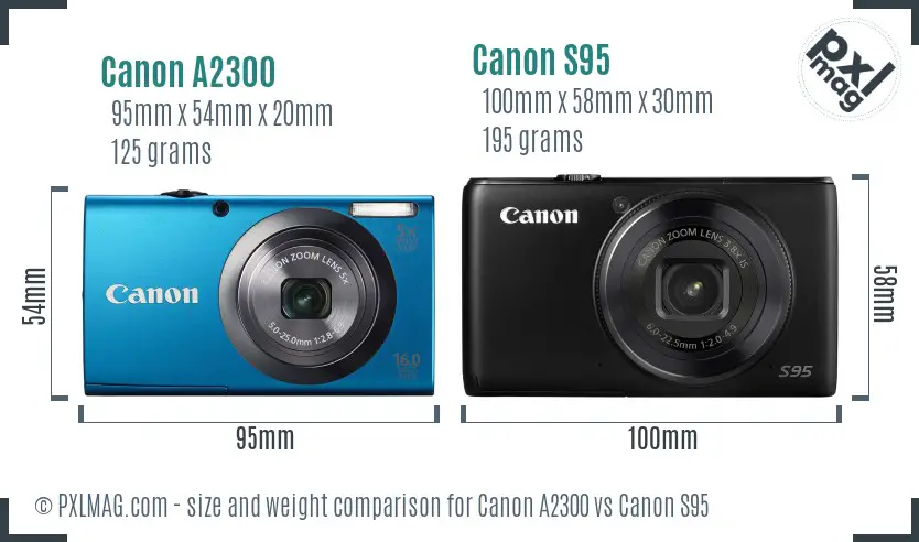 Canon A2300 vs Canon S95 size comparison Canon A2300 vs Canon S95 size comparison