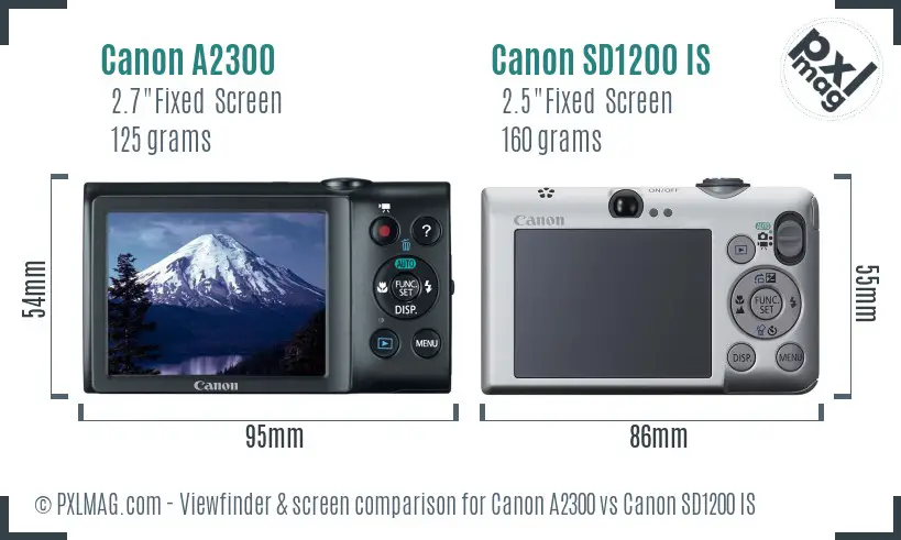 Canon A2300 vs Canon SD1200 IS Screen and Viewfinder comparison
