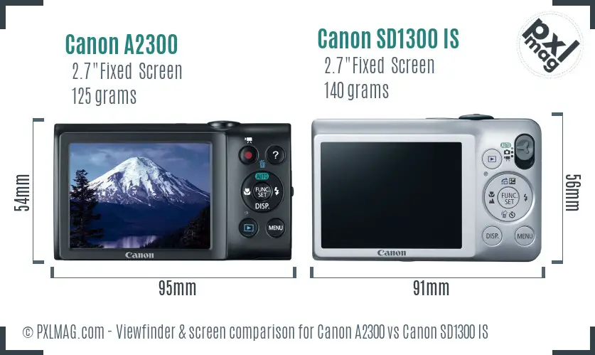 Canon A2300 vs Canon SD1300 IS Screen and Viewfinder comparison