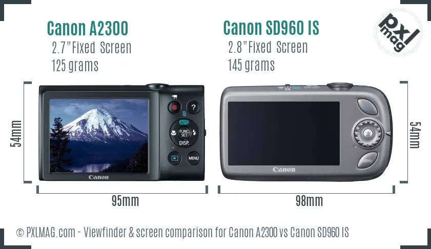 Canon A2300 vs Canon SD960 IS Screen and Viewfinder comparison Canon A2300 vs Canon SD960 IS Screen and Viewfinder comparison