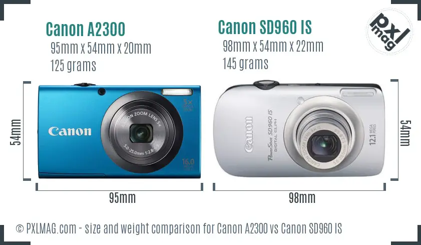 Canon A2300 vs Canon SD960 IS size comparison Canon A2300 vs Canon SD960 IS size comparison