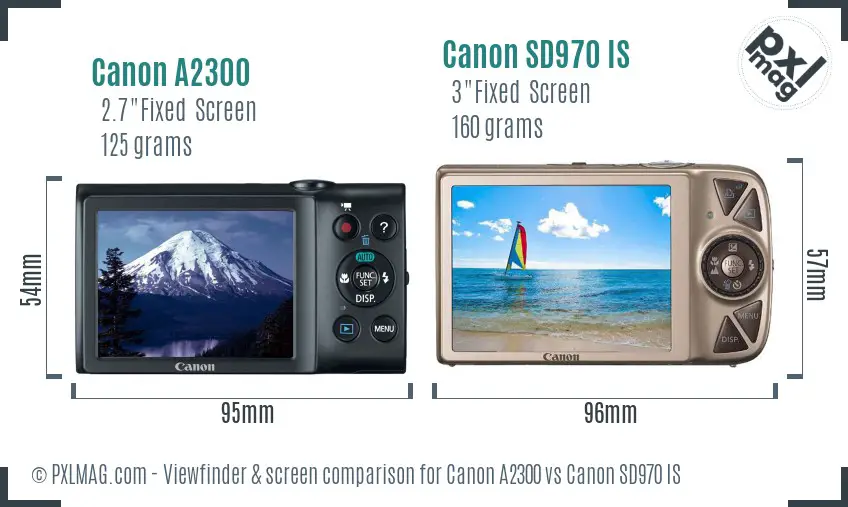 Canon A2300 vs Canon SD970 IS Screen and Viewfinder comparison