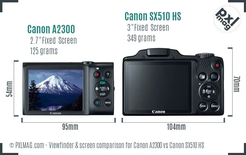 Canon A2300 vs Canon SX510 HS Screen and Viewfinder comparison