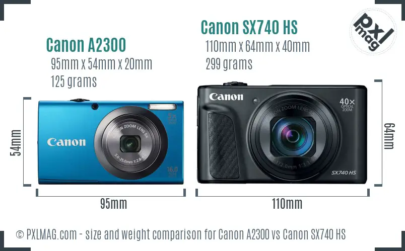Canon A2300 vs Canon SX740 HS size comparison Canon A2300 vs Canon SX740 HS size comparison