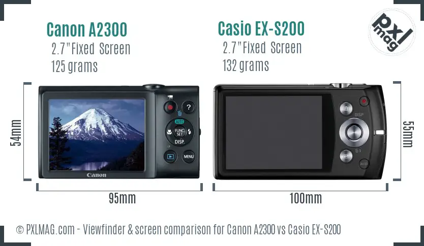 Canon A2300 vs Casio EX-S200 Screen and Viewfinder comparison