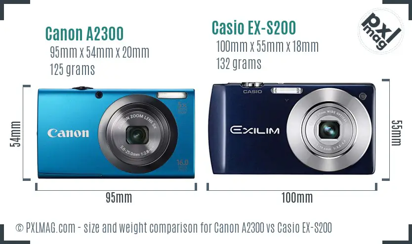 Canon A2300 vs Casio EX-S200 size comparison