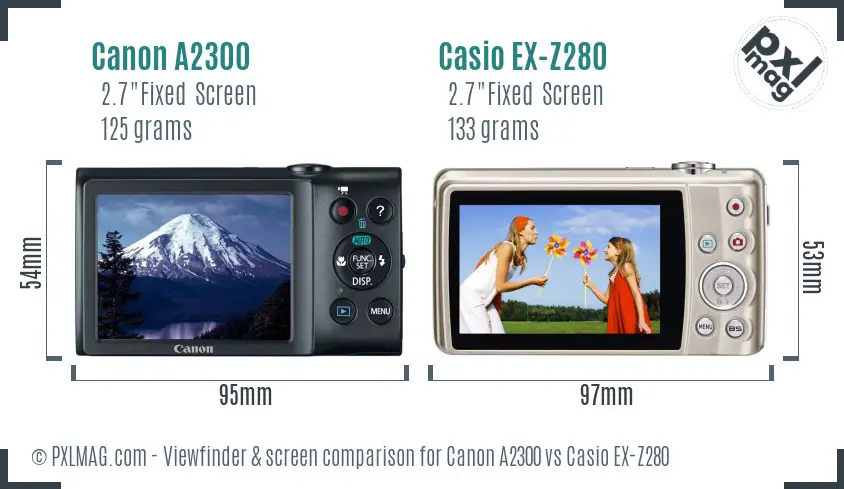 Canon A2300 vs Casio EX-Z280 Screen and Viewfinder comparison Canon A2300 vs Casio EX-Z280 Screen and Viewfinder comparison