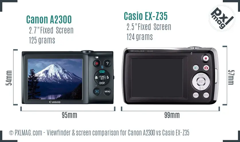 Canon A2300 vs Casio EX-Z35 Screen and Viewfinder comparison