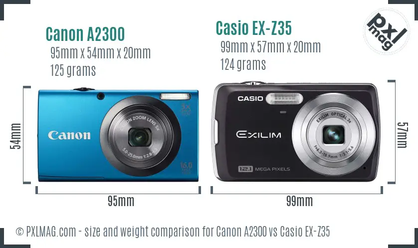Canon A2300 vs Casio EX-Z35 size comparison