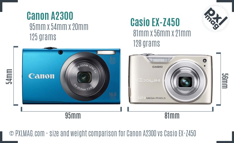 Canon A2300 vs Casio EX-Z450 size comparison Canon A2300 vs Casio EX-Z450 size comparison
