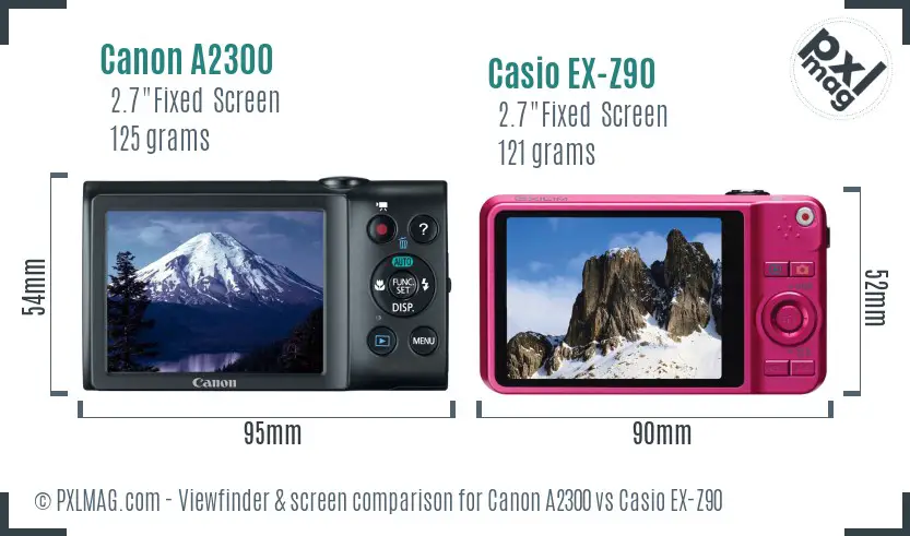 Canon A2300 vs Casio EX-Z90 Screen and Viewfinder comparison Canon A2300 vs Casio EX-Z90 Screen and Viewfinder comparison