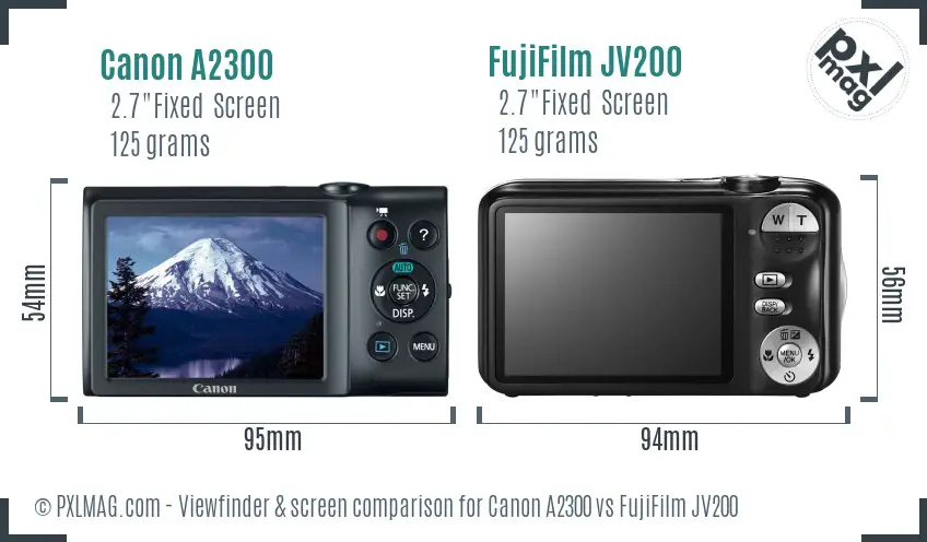 Canon A2300 vs FujiFilm JV200 Screen and Viewfinder comparison