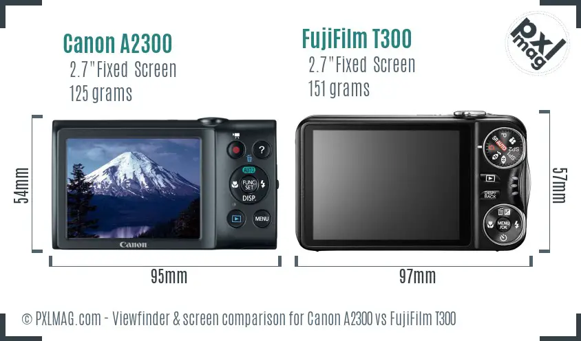 Canon A2300 vs FujiFilm T300 Screen and Viewfinder comparison