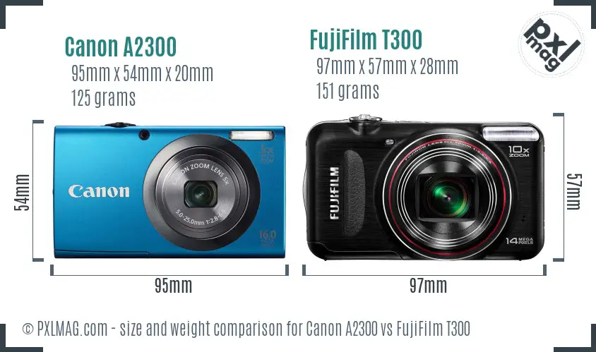 Canon A2300 vs FujiFilm T300 size comparison Canon A2300 vs FujiFilm T300 size comparison