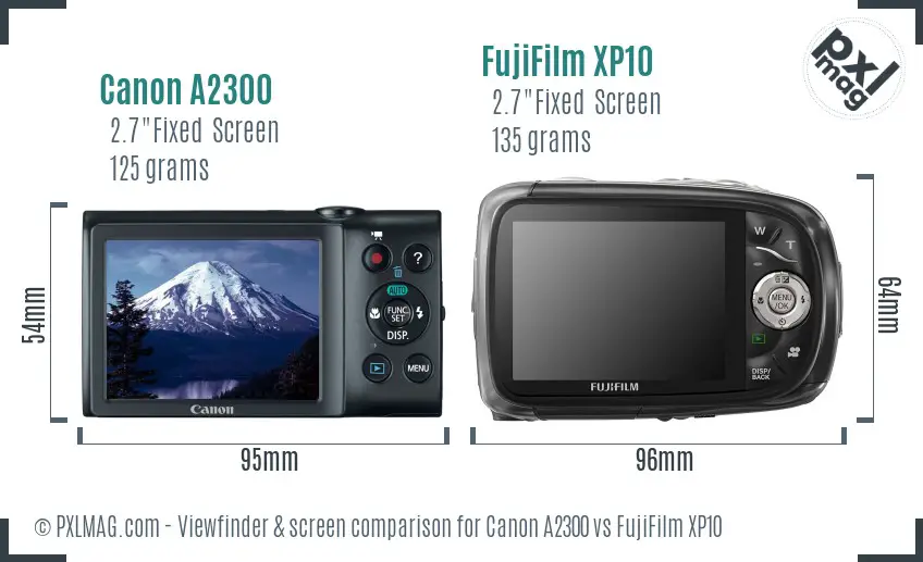 Canon A2300 vs FujiFilm XP10 Screen and Viewfinder comparison
