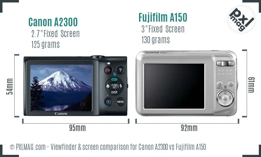 Canon A2300 vs Fujifilm A150 Screen and Viewfinder comparison