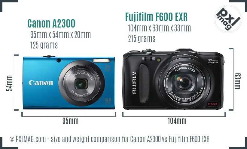 Canon A2300 vs Fujifilm F600 EXR size comparison Canon A2300 vs Fujifilm F600 EXR size comparison