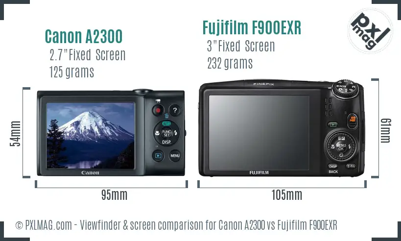 Canon A2300 vs Fujifilm F900EXR Screen and Viewfinder comparison
