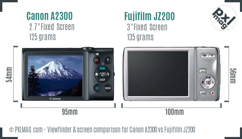 Canon A2300 vs Fujifilm JZ200 Screen and Viewfinder comparison Canon A2300 vs Fujifilm JZ200 Screen and Viewfinder comparison