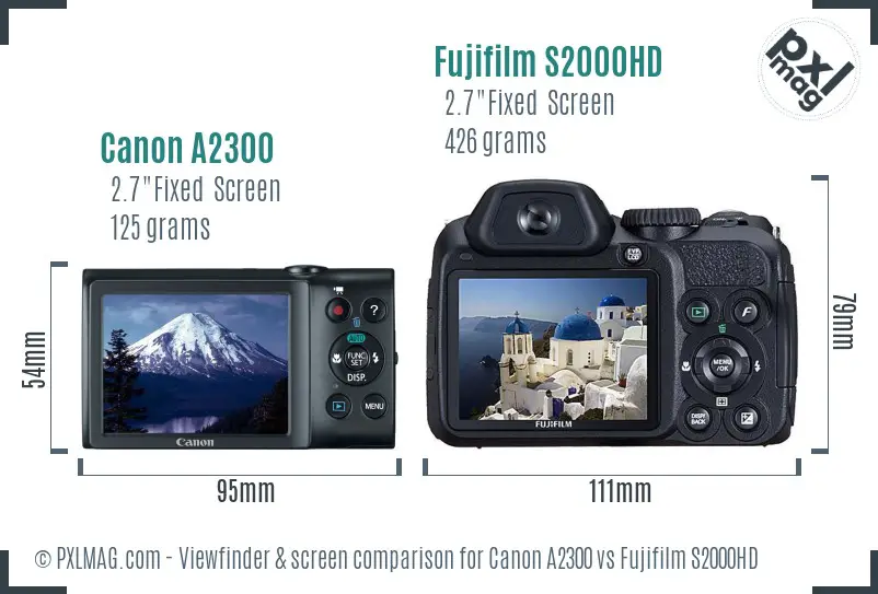 Canon A2300 vs Fujifilm S2000HD Screen and Viewfinder comparison