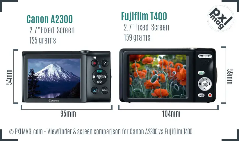 Canon A2300 vs Fujifilm T400 Screen and Viewfinder comparison Canon A2300 vs Fujifilm T400 Screen and Viewfinder comparison