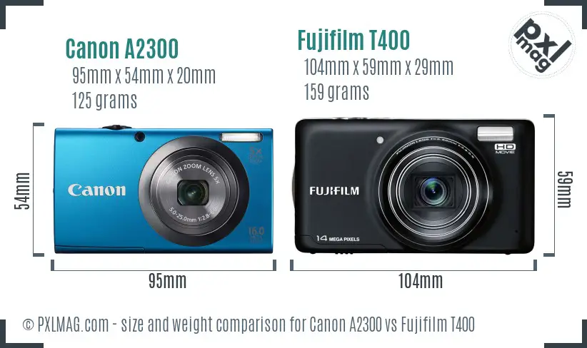Canon A2300 vs Fujifilm T400 size comparison Canon A2300 vs Fujifilm T400 size comparison