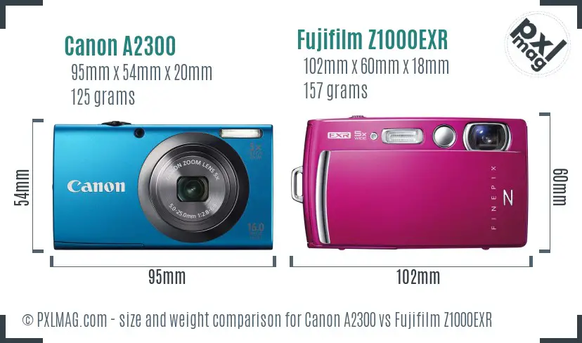 Canon A2300 vs Fujifilm Z1000EXR size comparison Canon A2300 vs Fujifilm Z1000EXR size comparison