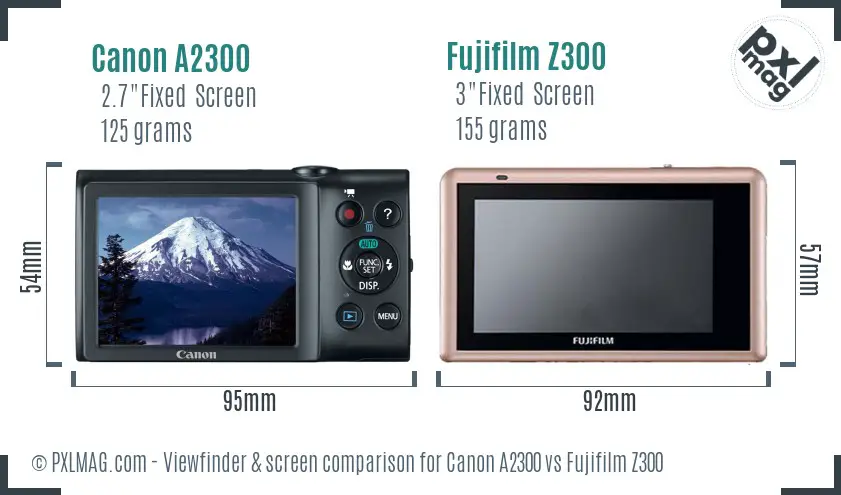 Canon A2300 vs Fujifilm Z300 Screen and Viewfinder comparison Canon A2300 vs Fujifilm Z300 Screen and Viewfinder comparison