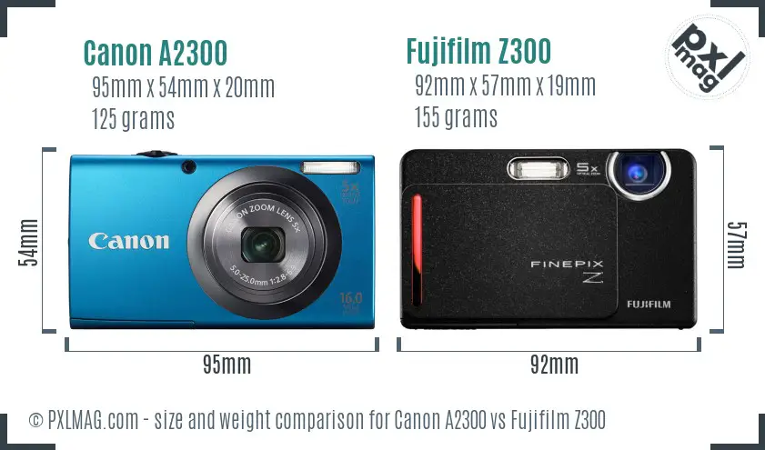 Canon A2300 vs Fujifilm Z300 size comparison Canon A2300 vs Fujifilm Z300 size comparison