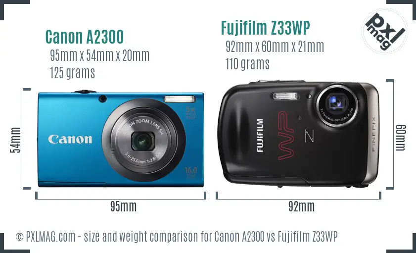 Canon A2300 vs Fujifilm Z33WP size comparison Canon A2300 vs Fujifilm Z33WP size comparison