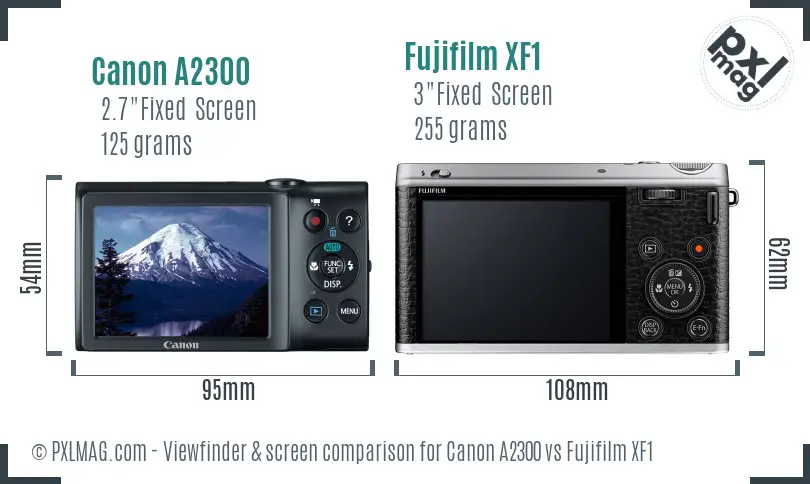 Canon A2300 vs Fujifilm XF1 Screen and Viewfinder comparison