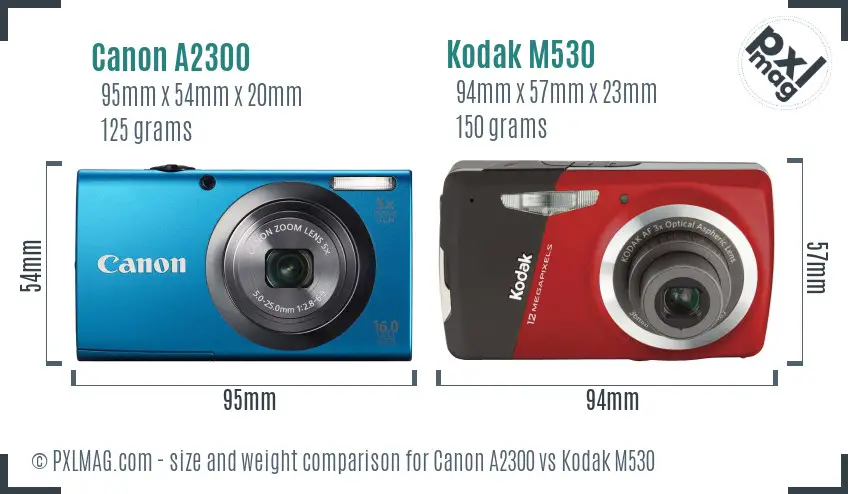 Canon A2300 vs Kodak M530 size comparison Canon A2300 vs Kodak M530 size comparison