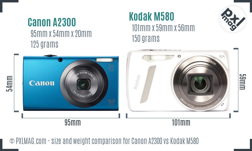 Canon A2300 vs Kodak M580 size comparison Canon A2300 vs Kodak M580 size comparison