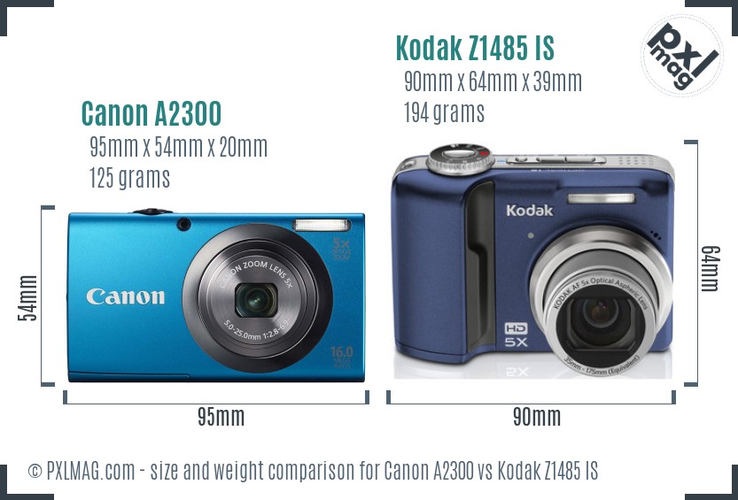 Canon A2300 vs Kodak Z1485 IS size comparison Canon A2300 vs Kodak Z1485 IS size comparison