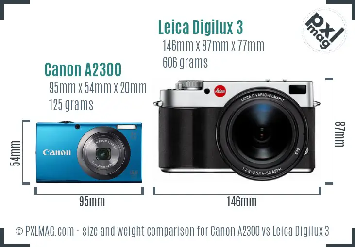 Canon A2300 vs Leica Digilux 3 size comparison