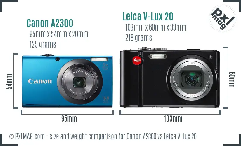 Canon A2300 vs Leica V-Lux 20 size comparison
