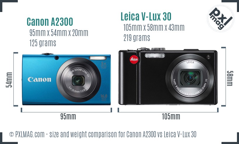 Canon A2300 vs Leica V-Lux 30 size comparison Canon A2300 vs Leica V-Lux 30 size comparison
