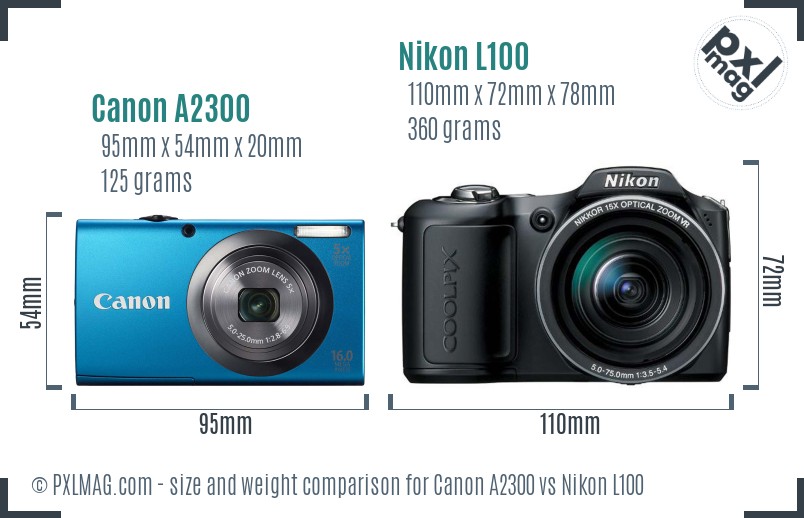 Canon A2300 vs Nikon L100 size comparison Canon A2300 vs Nikon L100 size comparison