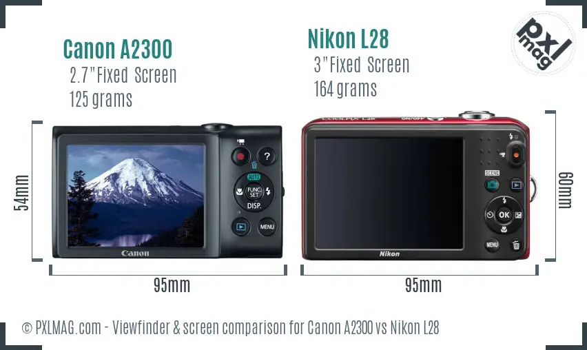 Canon A2300 vs Nikon L28 Screen and Viewfinder comparison Canon A2300 vs Nikon L28 Screen and Viewfinder comparison