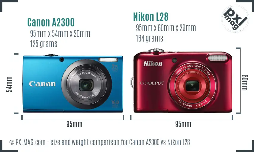 Canon A2300 vs Nikon L28 size comparison Canon A2300 vs Nikon L28 size comparison