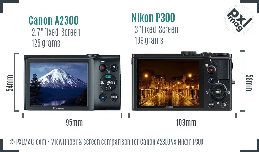 Canon A2300 vs Nikon P300 Screen and Viewfinder comparison Canon A2300 vs Nikon P300 Screen and Viewfinder comparison