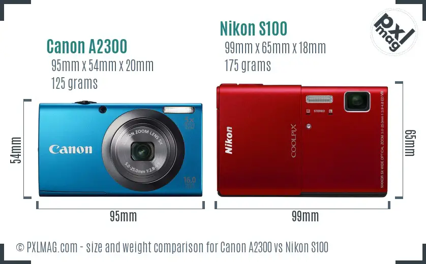Canon A2300 vs Nikon S100 size comparison Canon A2300 vs Nikon S100 size comparison