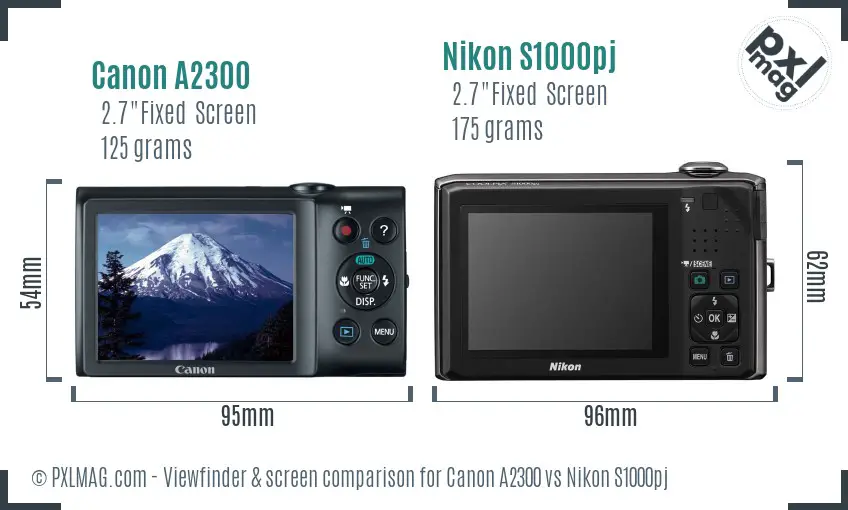 Canon A2300 vs Nikon S1000pj Screen and Viewfinder comparison Canon A2300 vs Nikon S1000pj Screen and Viewfinder comparison
