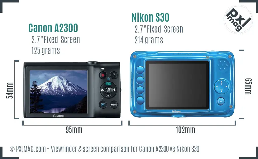 Canon A2300 vs Nikon S30 Screen and Viewfinder comparison Canon A2300 vs Nikon S30 Screen and Viewfinder comparison