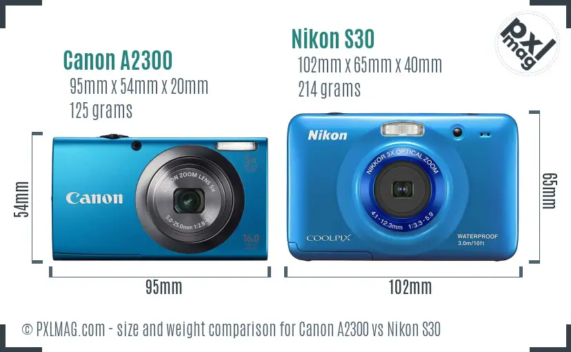 Canon A2300 vs Nikon S30 size comparison Canon A2300 vs Nikon S30 size comparison