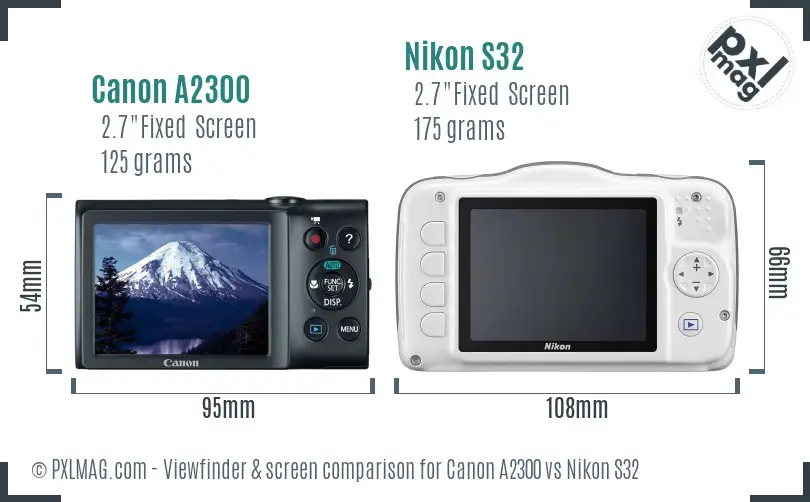 Canon A2300 vs Nikon S32 Screen and Viewfinder comparison Canon A2300 vs Nikon S32 Screen and Viewfinder comparison