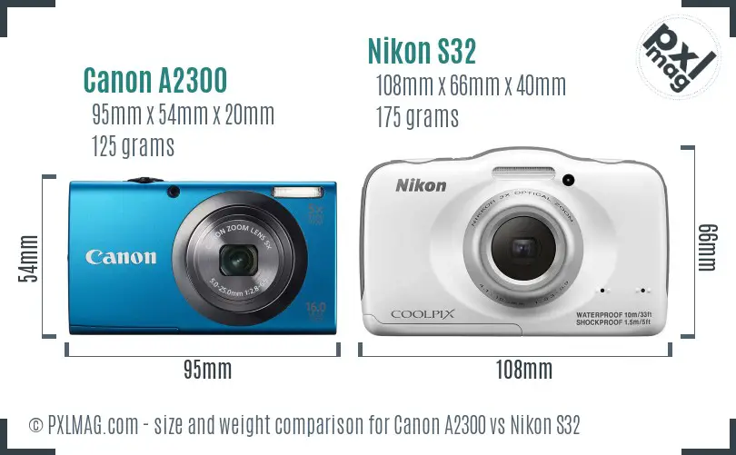 Canon A2300 vs Nikon S32 size comparison Canon A2300 vs Nikon S32 size comparison