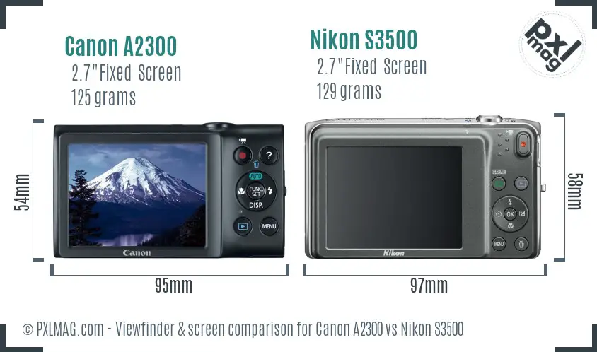 Canon A2300 vs Nikon S3500 Screen and Viewfinder comparison