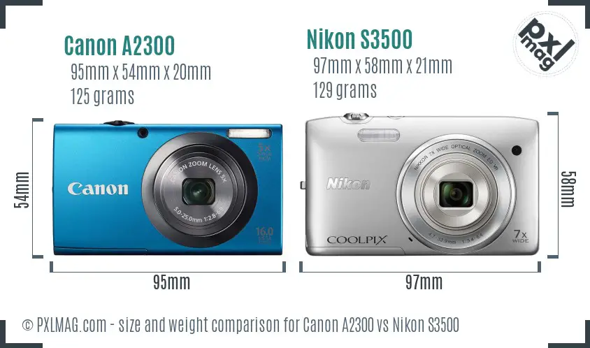 Canon A2300 vs Nikon S3500 size comparison