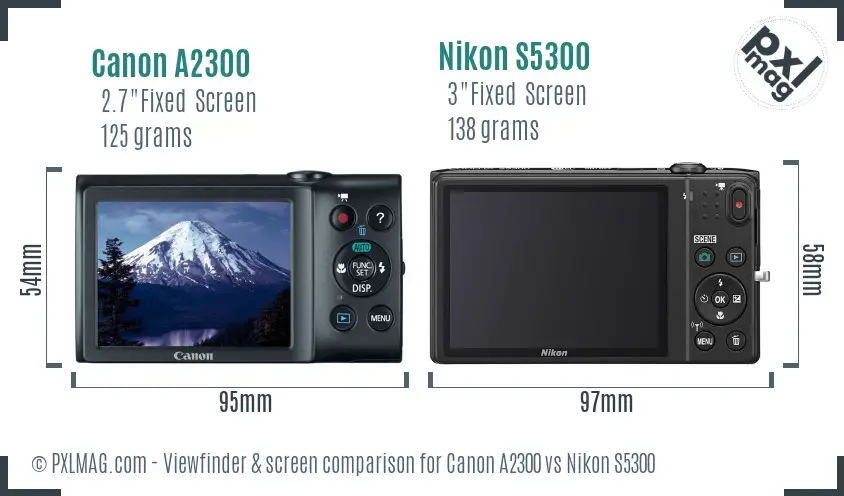 Canon A2300 vs Nikon S5300 Screen and Viewfinder comparison Canon A2300 vs Nikon S5300 Screen and Viewfinder comparison